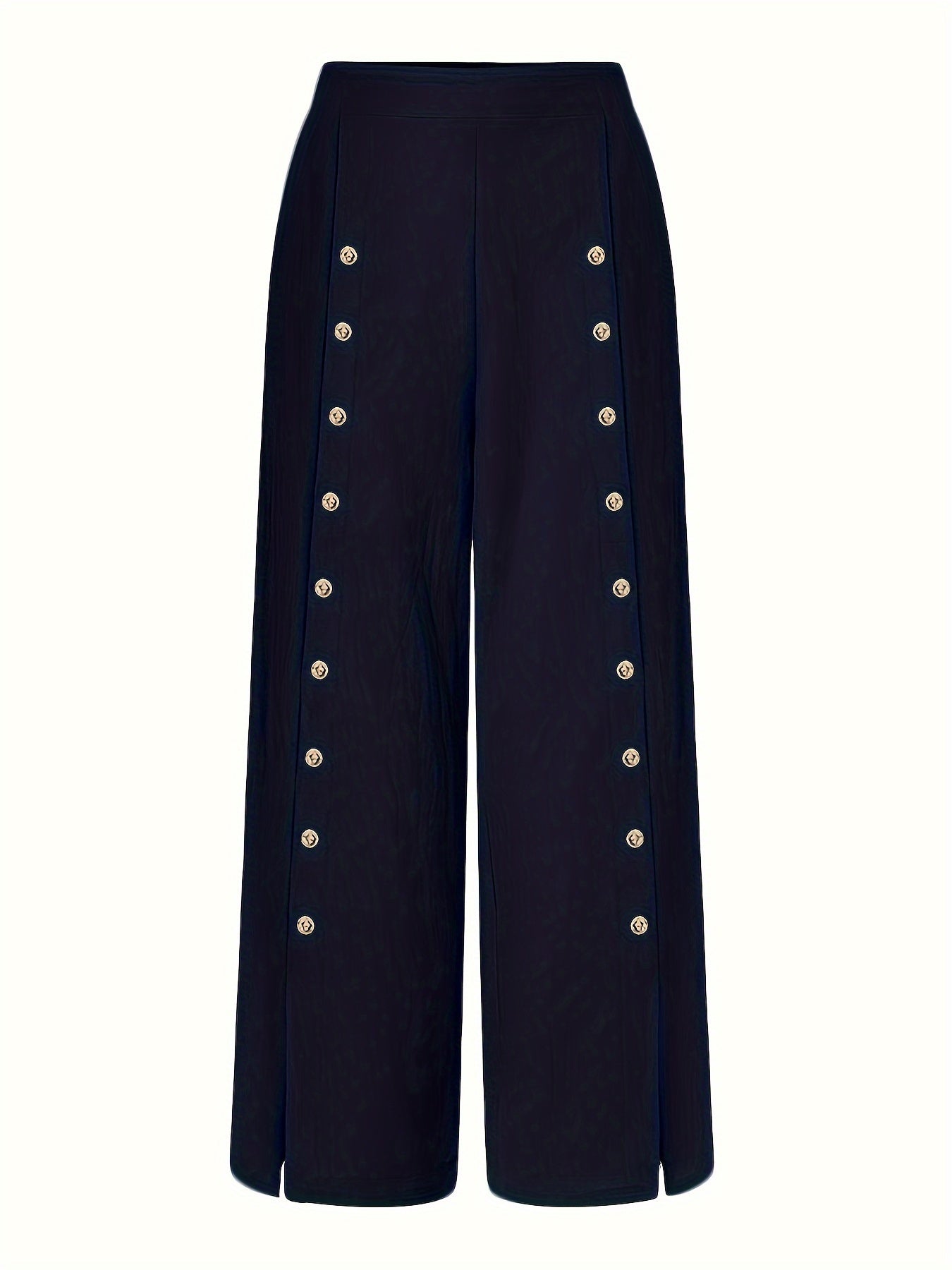 Women's Plus Size Casual Pants High-Waisted Lightweight Polyester Dark Gray