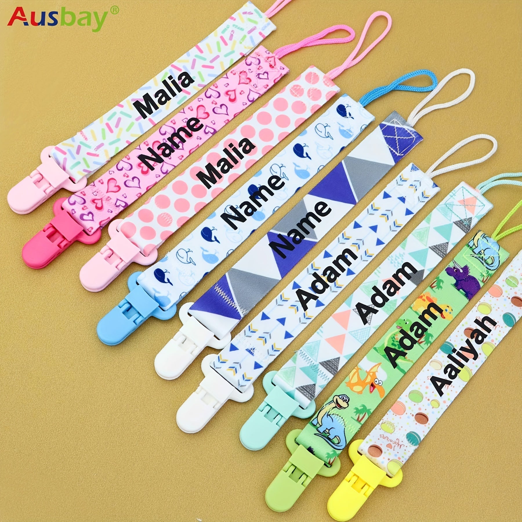 Juego de 4 clips personalizados para chupetes de bebé para niños y niñas, sujetachupetes universales