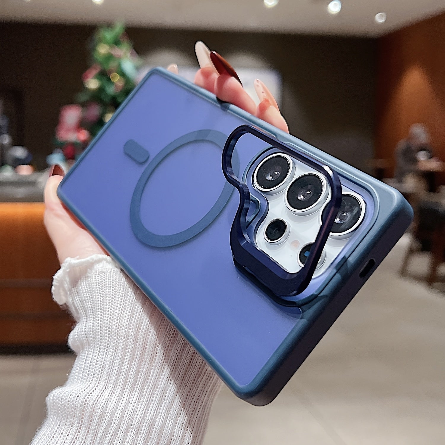 Samsung S25 Ultra Plus Magnetic Shockproof Lens Phone Case with Stand and Anti-Fingerprint Hard Cover