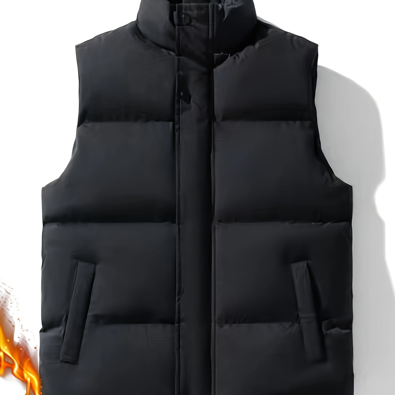 Men's Warm Puffer Vest with Pockets for Hiking Outdoor Fall Polyester Filled Regular Fit