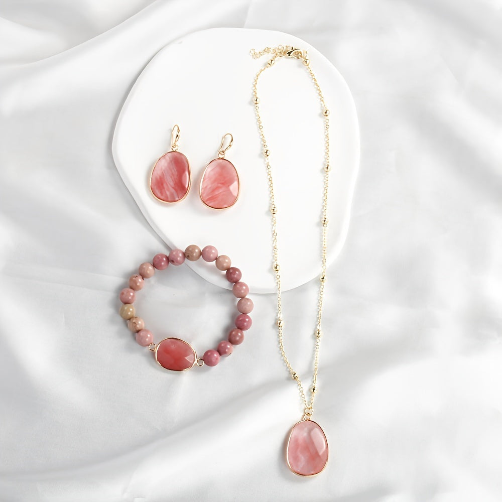 Bahor va yoz zargarlik to'plami: Rang-barang toshlardan yasalgan marjon, bilaguzuk va qisqa chokerdan iborat taqinchoqlar, partiyalar va ta'tillar uchun mukammal.