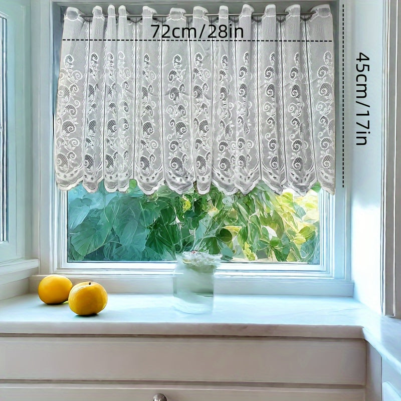 Country Style White Lace Half Curtain for Door or Window, Living Room Kitchen Decor