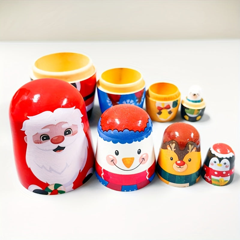 Деревянный набор матрешек, идеально подходит для детей в возрасте 3-6 лет, батарейки не нужны. Отличный подарок на праздники.