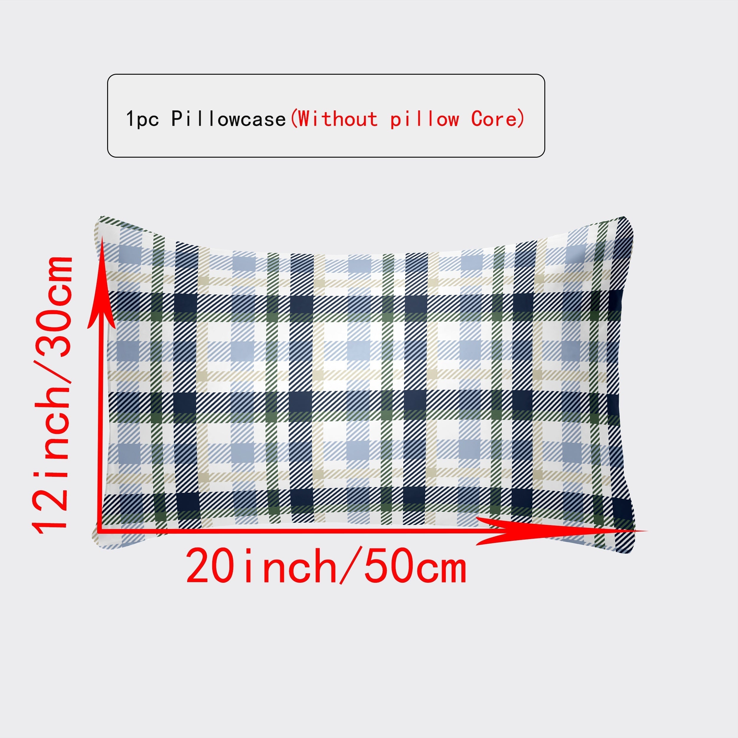 Luxurious Envelope Pillowcase Various Sizes White Gray Plaid Red Green Botanicals Leopard Geometric