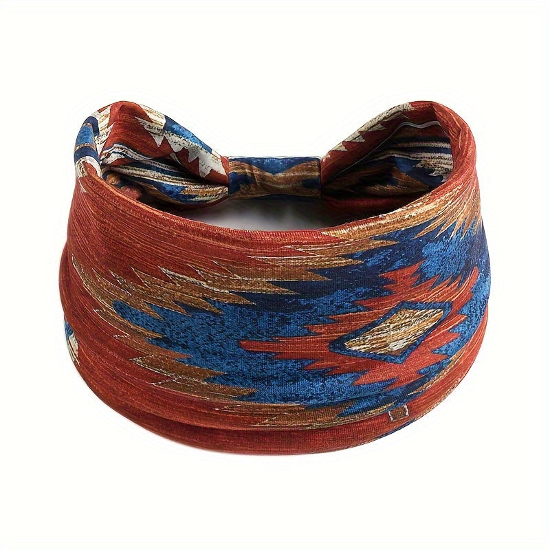 Women’s Boho Polyester Knit Crochet Headband for Yoga Running and Sports