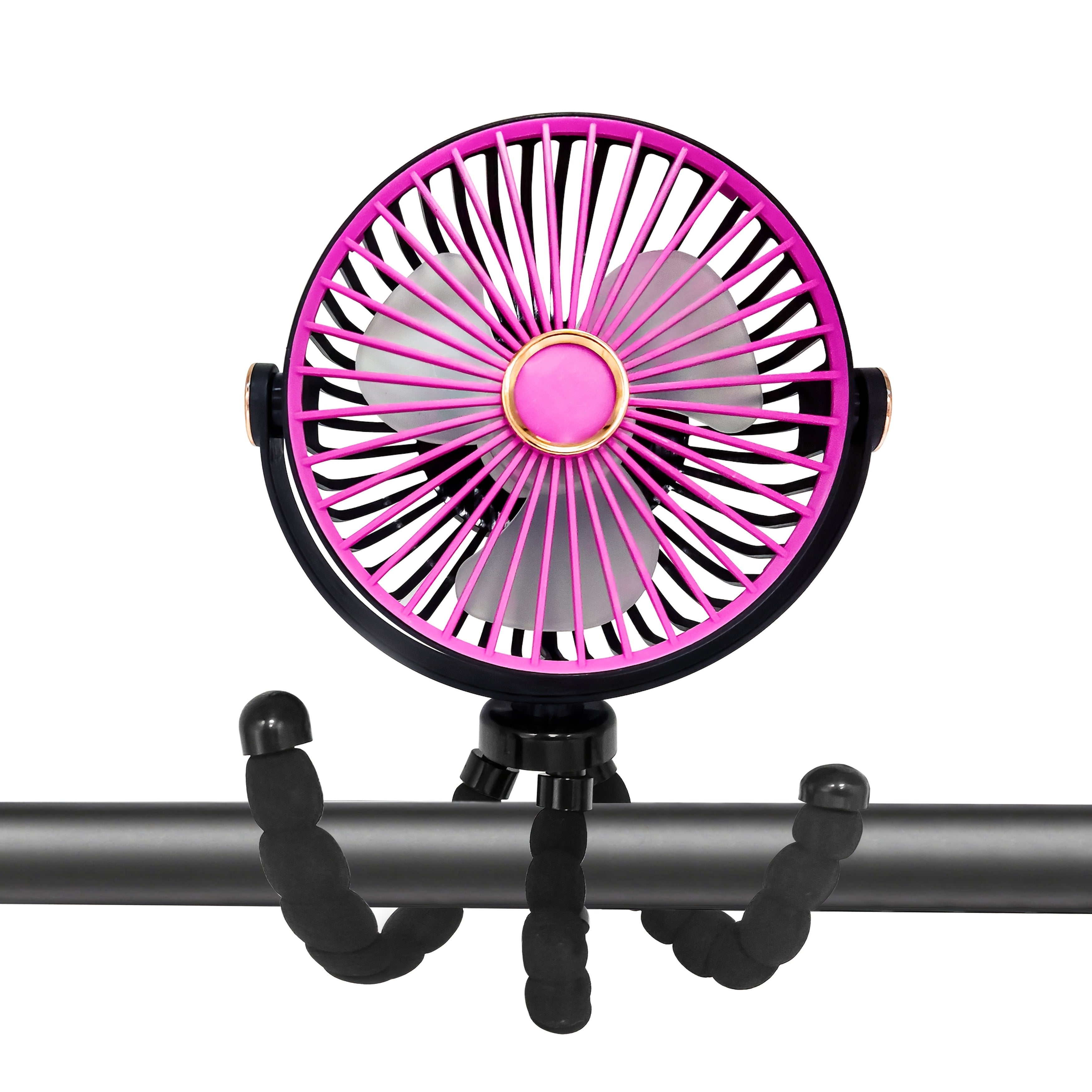 Portable Handheld Fan with Adjustable Tripod, 5-Speed, USB Rechargeable, Compact Folding Design