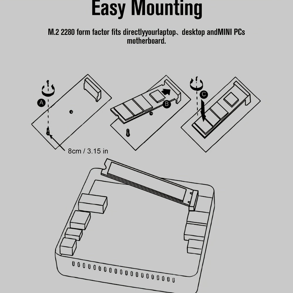 OV PCle 3.0x4 NVMe M.2 2280 SSD, 3500MB/s o'qish tezligi, SLC Cache 3D NAND TLC bilan, 256GB, 512GB va 1TB hajmida PC, stol va noutbuk saqlash uchun mavjud.