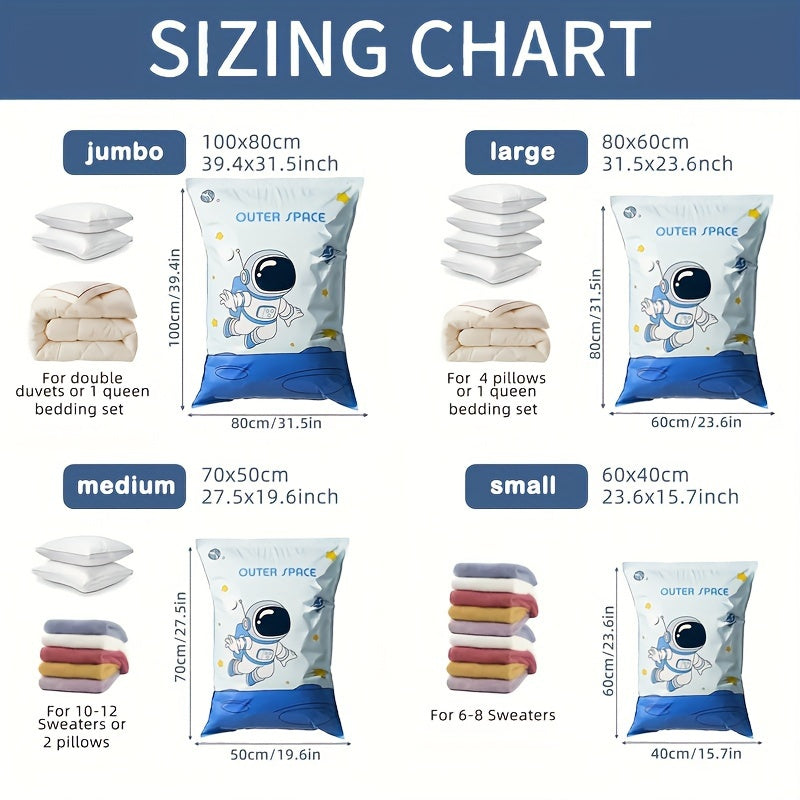 Large Vacuum Compression Storage Bags Set of 4 for Clothing and Bedding Durable Sealed Organizers