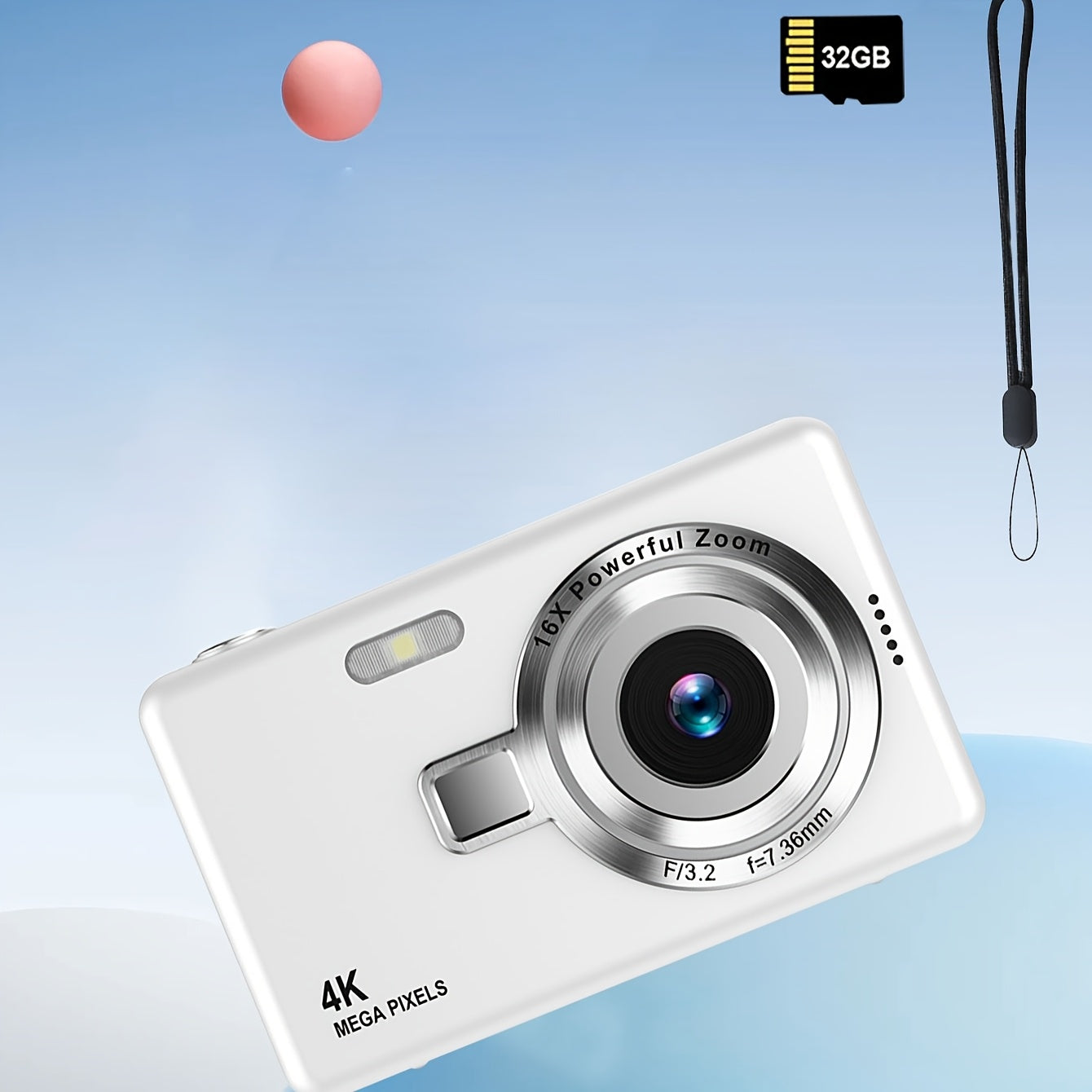 Cámara digital de alta definición con pantalla LCD, enfoque automático, fácil de usar para fotos y videos, con tarjeta de memoria opcional de 32G