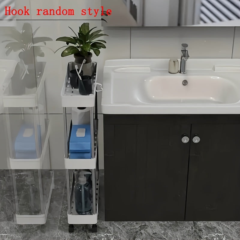 2-Tier Rolling Storage Cart Black Stainless Steel Wooden Accents for Kitchen Bathroom Organization