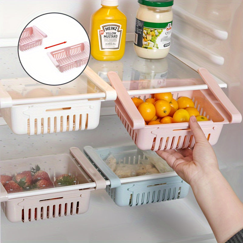 Kitchen Refrigerator Organizer with Drainage Shelf Rack and Storage Basket