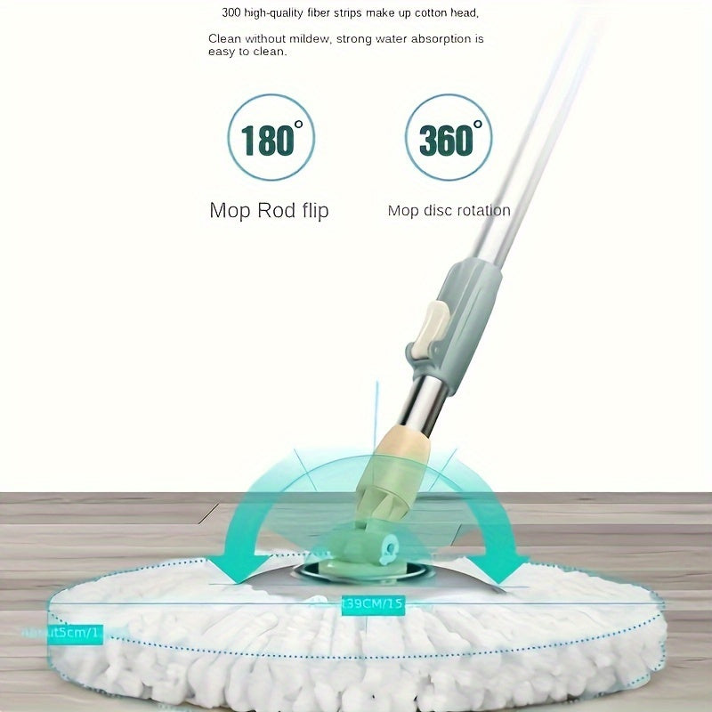 Aylanuvchi mop va kova to'plami, yog'och va plitka pol uchun 2 ta almashtirish boshliqlari bilan