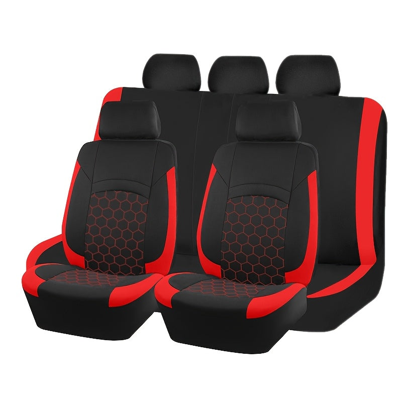 Universal Car Seat Covers Black Red Woven Polyester Durable Pack of 2