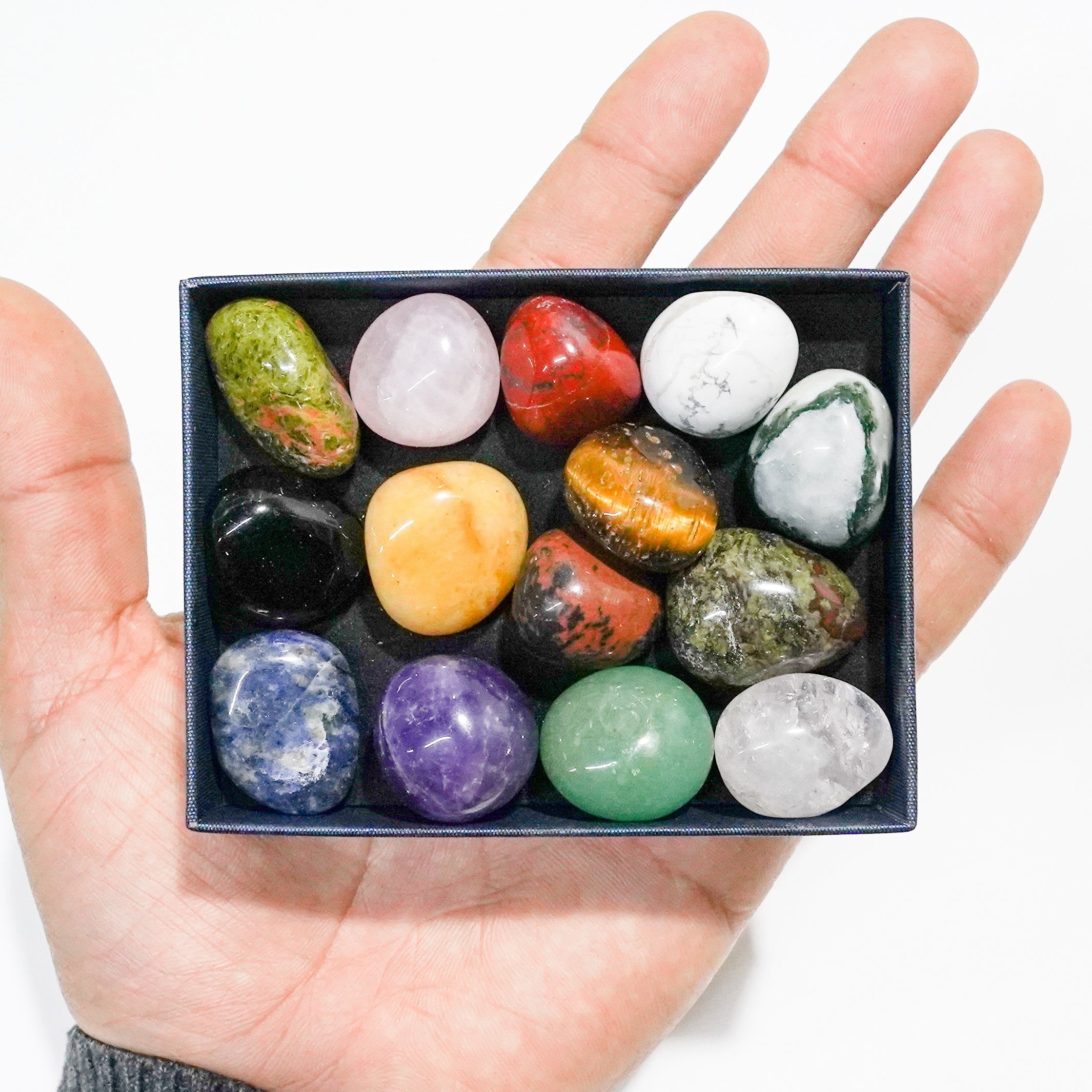 Chakra Stones Collection Box with 7 or 14 Pieces for Jewelry Making and Decor