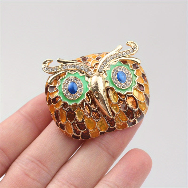 Owl Brooch for Women Enamel Pin with Rhinestone Eyes Stylish Bird Accent Jewelry