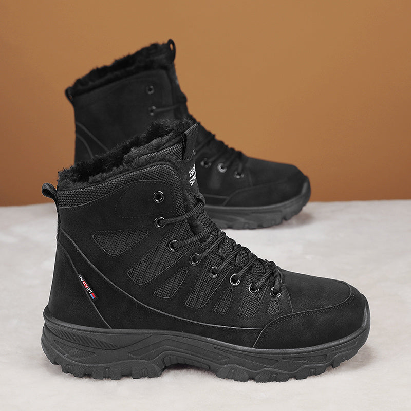 Women's Beige Mid-Top Outdoor Slip-On Hiking Boots