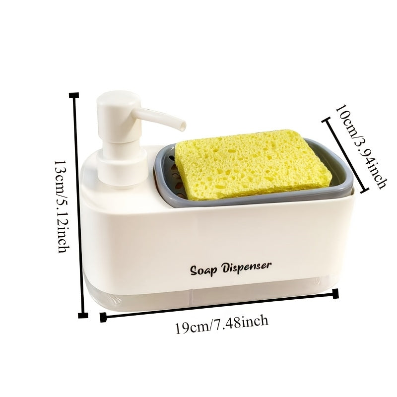 Manual Soap Dispenser with Sponge Holder Non-Electric Nickel-Free Kitchen Sink Countertop Liquid Pump