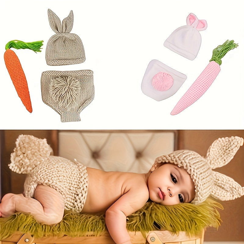 Baby Girl Crochet Bunny Costume for Photo Sessions and Crafts