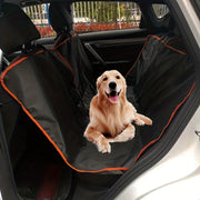 Heavy-Duty Waterproof Dog Car Seat Cover with Bright Orange Trim for Travel and Rear Seat Protection