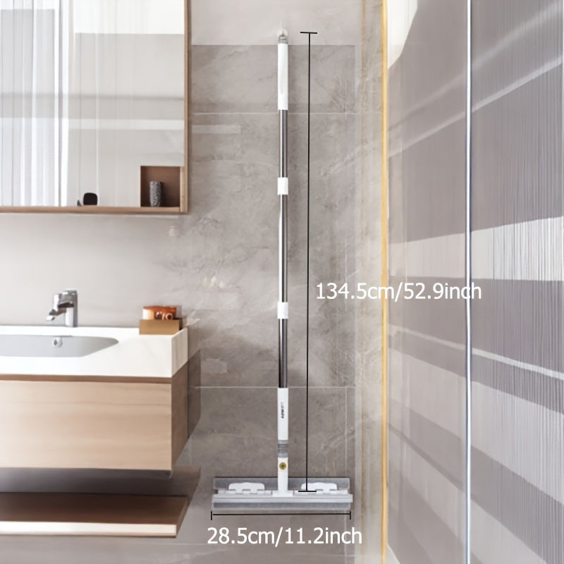 2-in-1 Glass Cleaning Tool 53-Inch Long Handle Squeegee and Brush