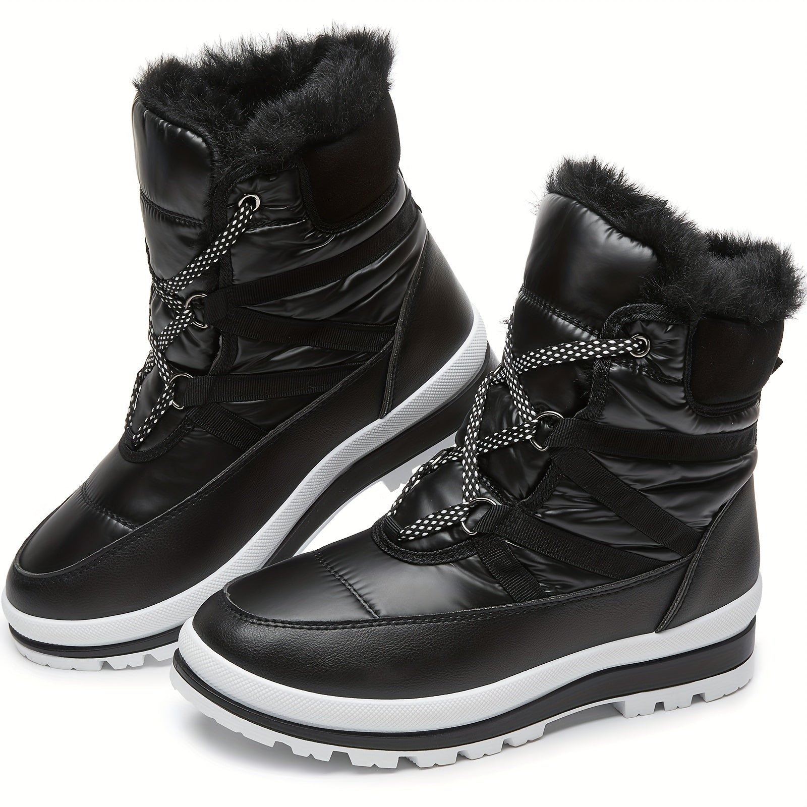 Women's Fleece-Lined Mid-Calf Winter Boots with Thick Platform Sole