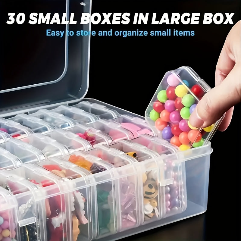 Jewelry Organizer with 30 Compartments and Clear Plastic Storage Containers