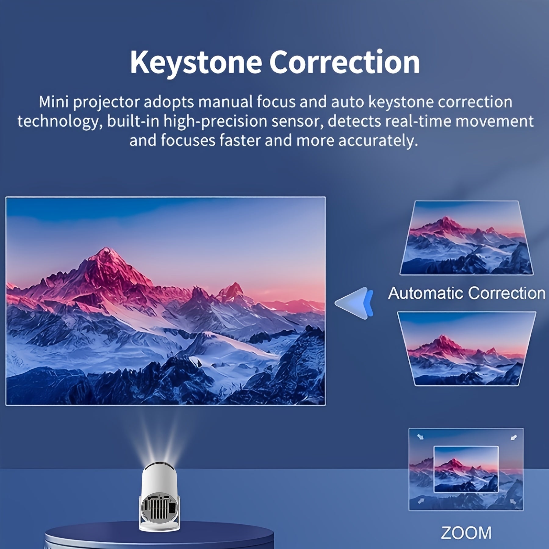 Outdoor Portable WiFi 6 Projector 4K Support 720P Native Brightness 2000 Lumens