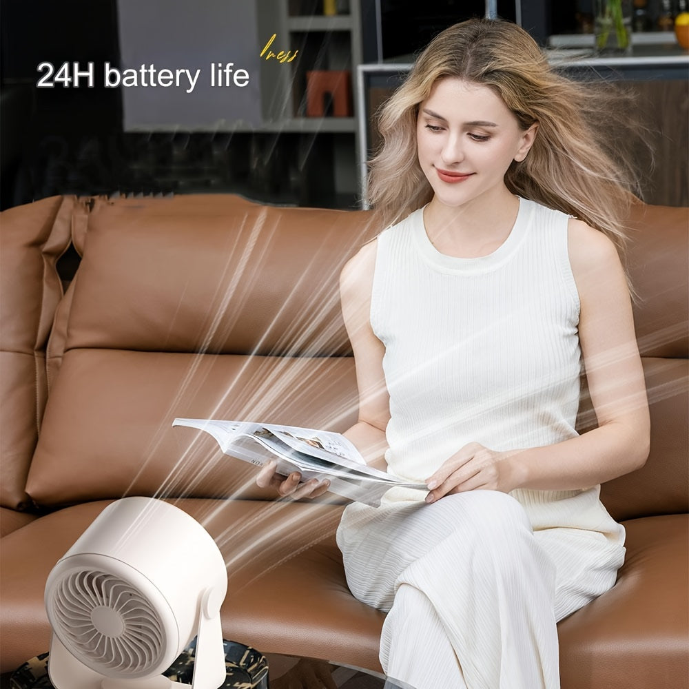 Portable Bladeless Desk Fan with Touch Screen, 100 Speed, USB Rechargeable