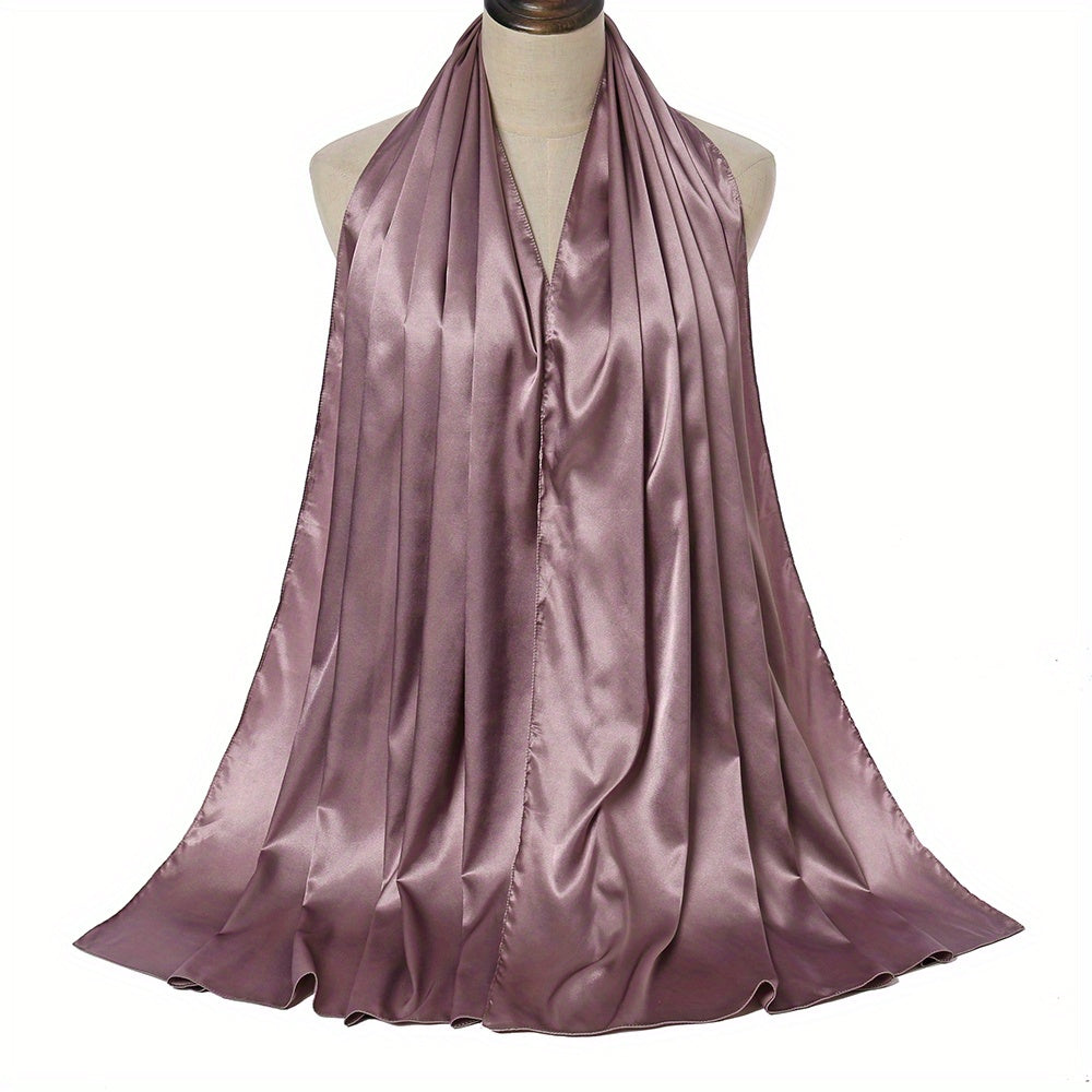 Solid Color Chiffon Shawl and Satin Hijab for Casual Outdoor Sun Protection