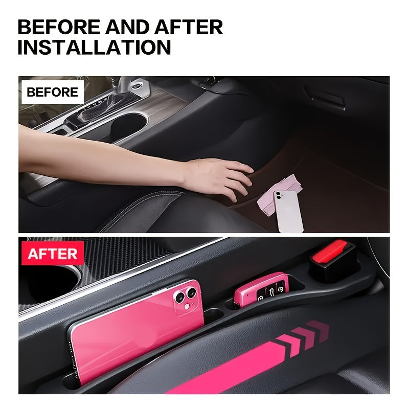 2PCS Car Seat Gap Filler Set with Phone Card Holder Multi-Functional Storage