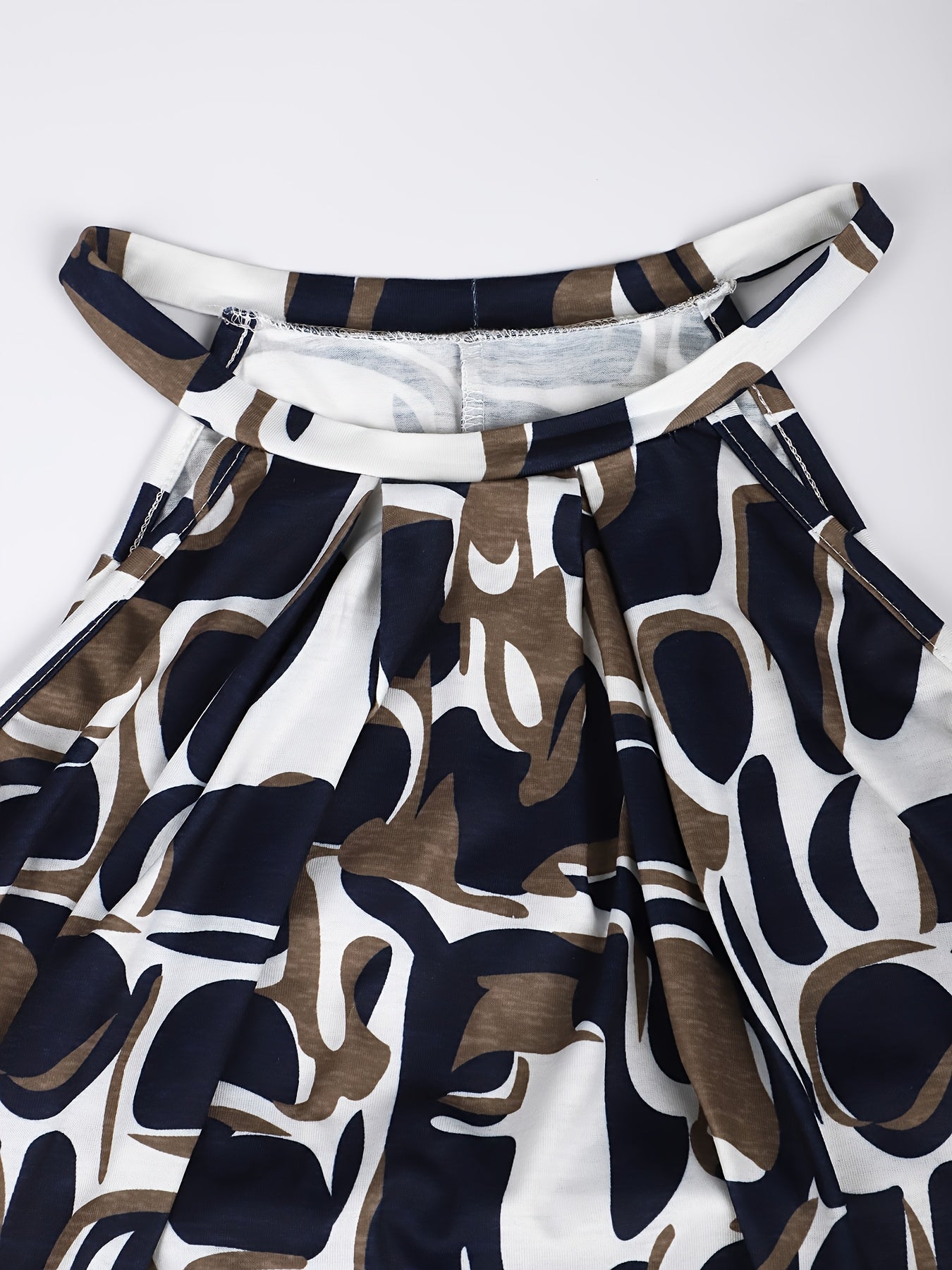 Plus Size Sleeveless Tank Top Polyester Abstract Print Purple White Casual Summer