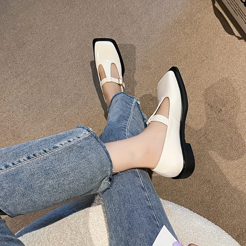 Women Breathable Summer Mary Jane Flats Square Toe Slip-On Loafers Beige Black Brown