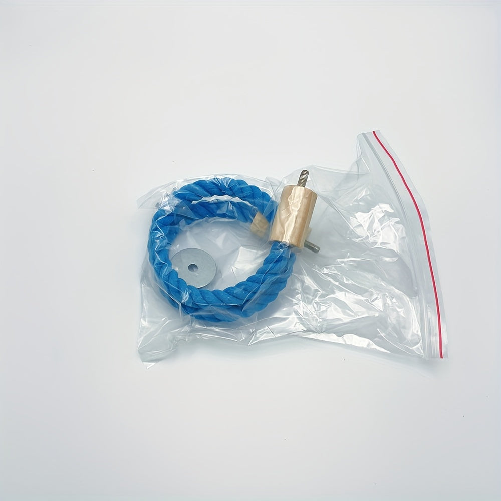 Blue Braided Rope Bird Perch with Wooden Platforms for Small Birds and Pets