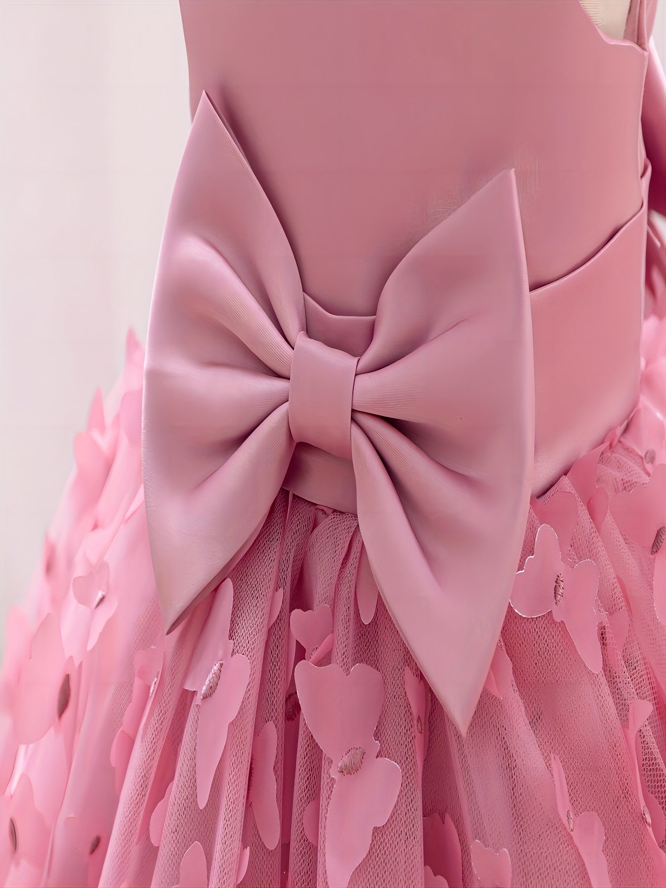 Girls Toddler Princess Dress Butterfly Design with Bow Belt Flutter Mesh Sleeves for Parties and Birthdays