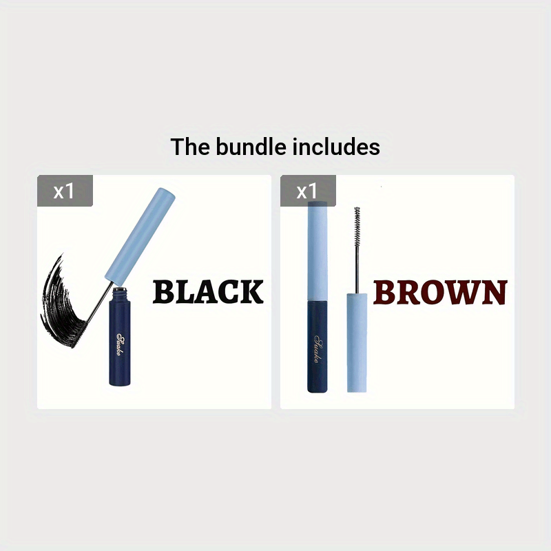 Women Black Brown Mascara Long Curling Waterproof Smudge Proof with Slim Brush