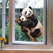 Dual-Sided Panda Family Window Cling Reusable Vinyl Decal for Home Office Decor