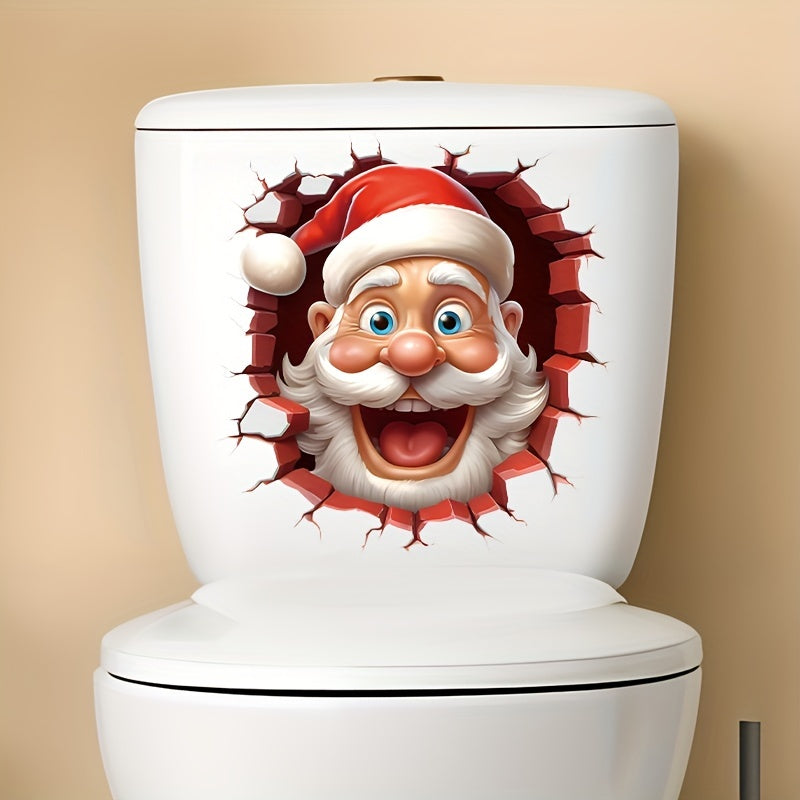 Toilet Lid Sticker Christmas Santa Claus Cartoon Self-Adhesive Fun Decor