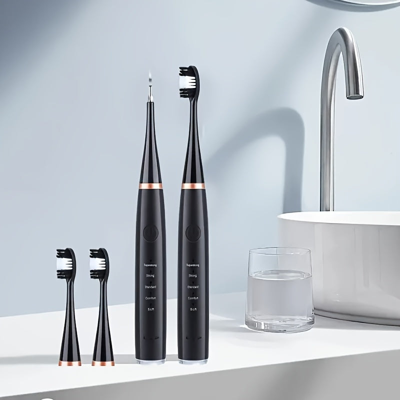 Electric Toothbrush Set with 5 Brush Heads, USB Rechargeable, Soft Bristles
