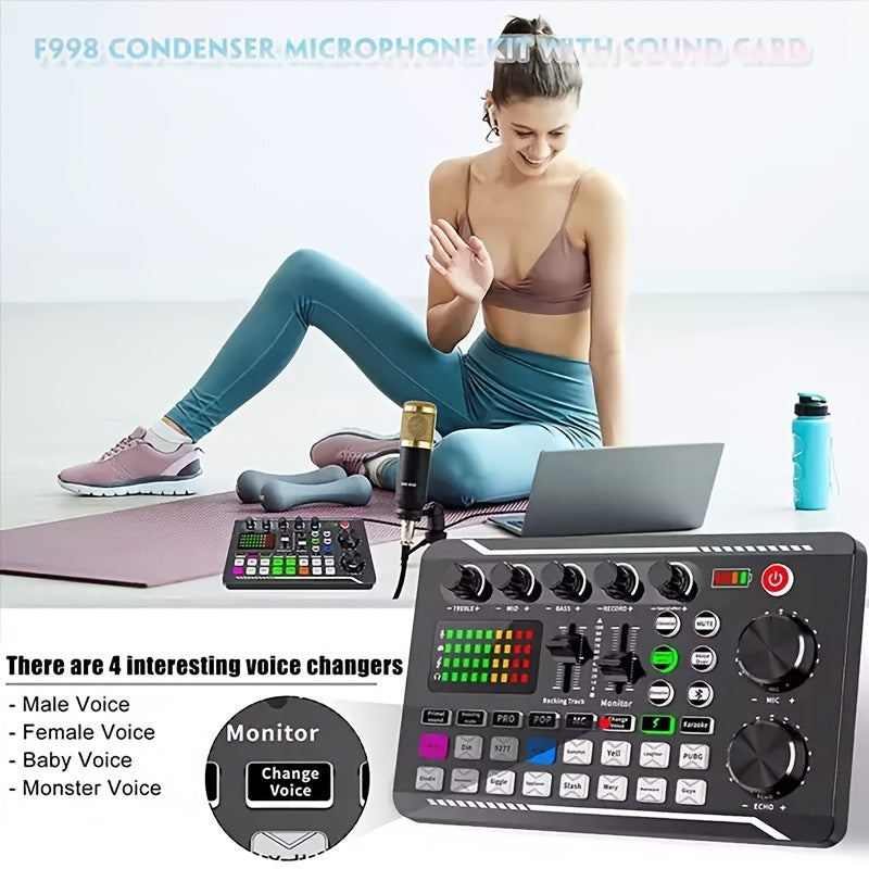 Live Sound Card Audio Interface with DJ Effects Vocoder Rechargeable Battery for Podcasting Streaming Gaming