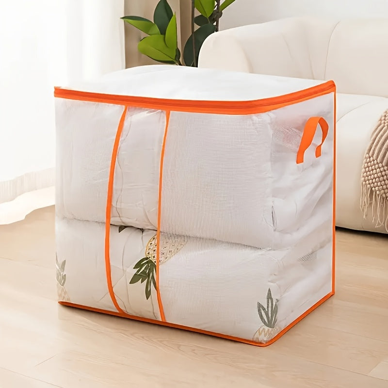 Большая прозрачная ПВХ сумка для хранения с фиксированными ручками, водонепроницаемая и пылезащитная, идеально подходит для организации одежды и постельного белья в общежитии, а также для практичного хранения под кроватью в спальне.