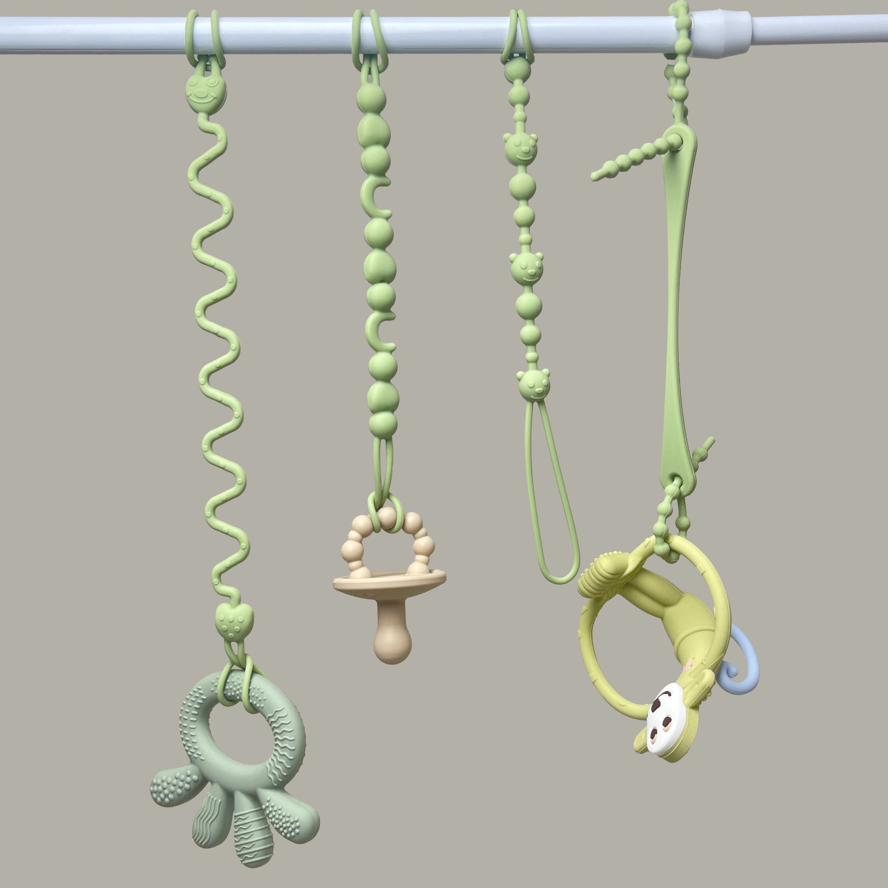 4-Pack Silicone Toy Straps for Binkies and Teethers Adjustable Multicolor