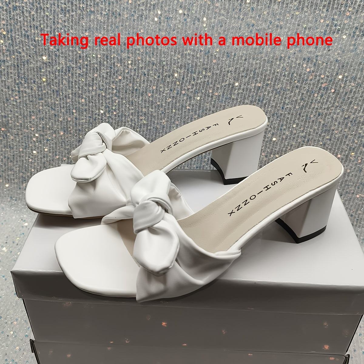 Women's Summer Slip-On Sandals with Chunky Heel and Bowknot