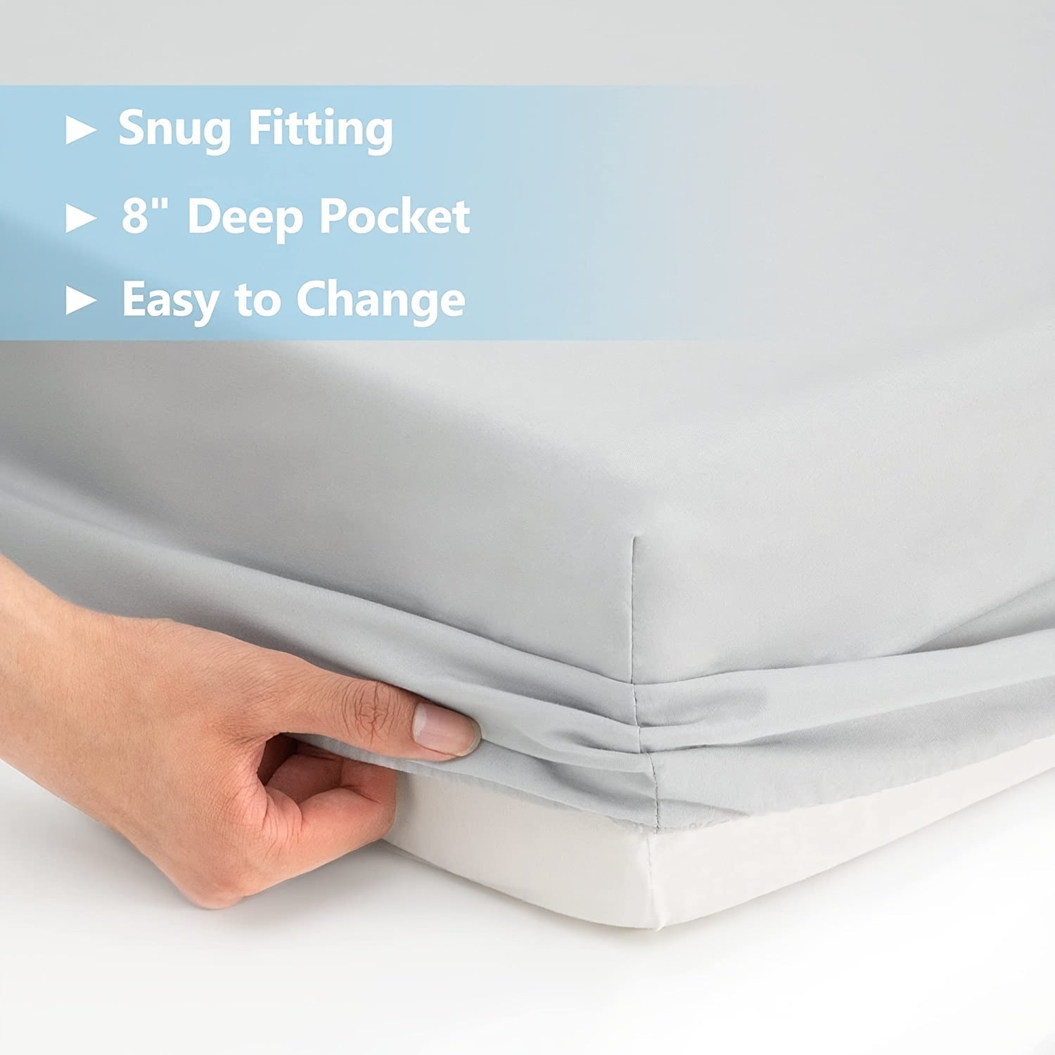 Microfiber Crib Sheet Set for Kids 2 Pieces Solid Color White Light Gray