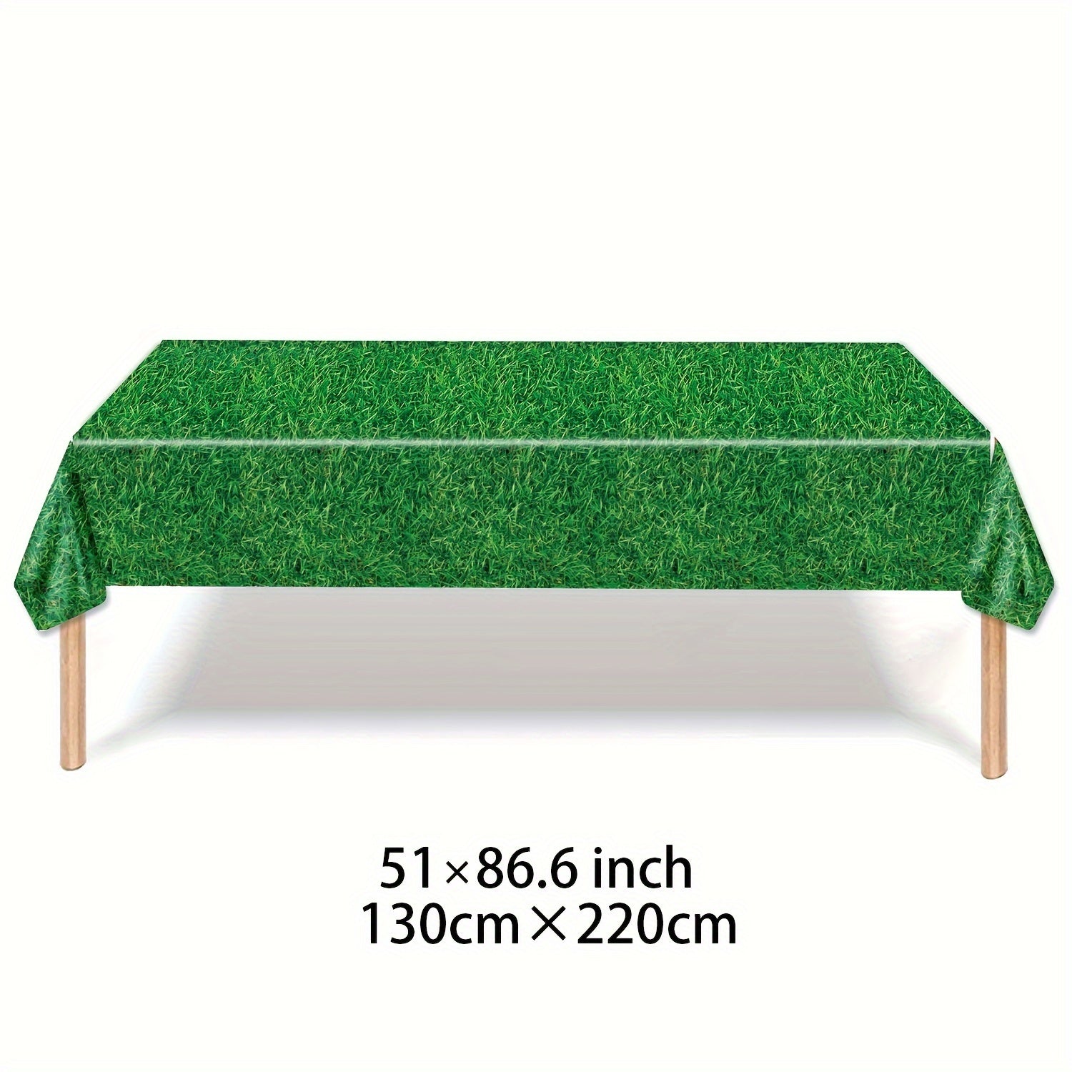 Rectangular Green Grass Plastic Tablecloth for Sports Events and Parties 130x220cm