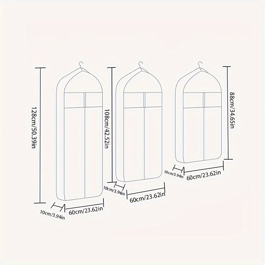 3D Dustproof Garment Cover with Zipper for Suits Dresses Coats Wardrobe Organizer