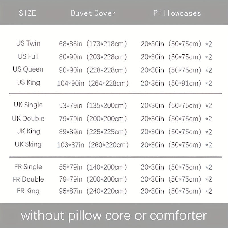 Night Sky Moon Print Bedding Set 3-Piece Duvet Cover and Pillowcases for Bedroom