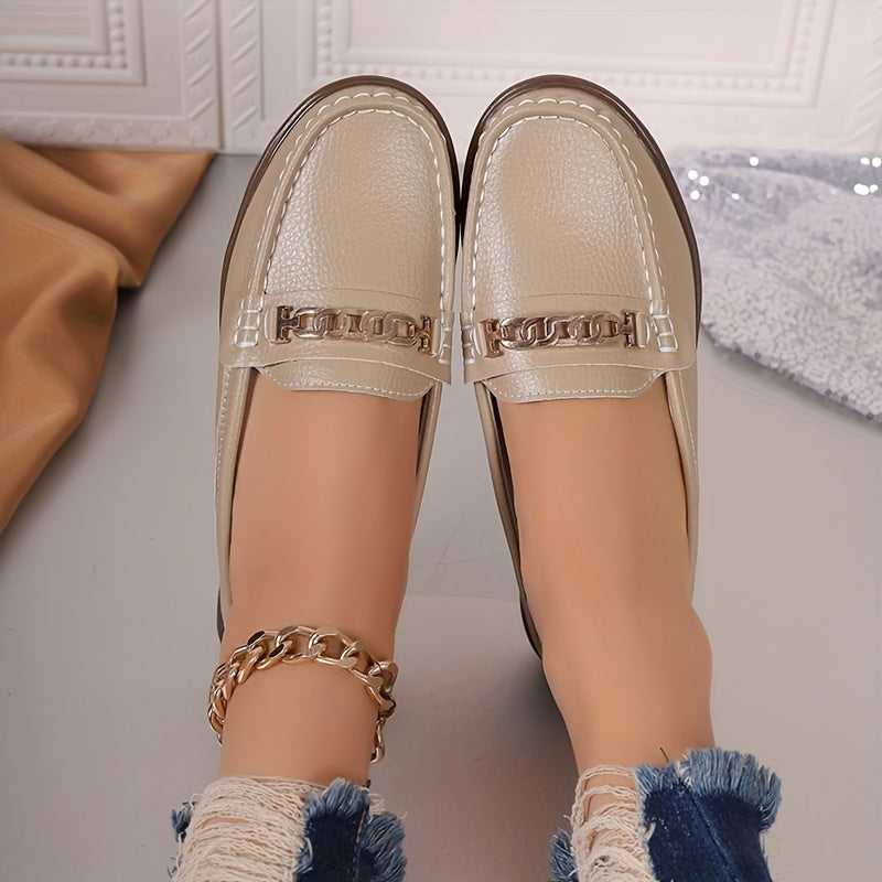 Women’s Fashion Mules Slip-Resistant Flats with Metallic Buckle in Beige Black Blue