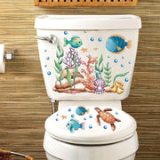 Toilet Sticker Set with Lid, Tank, and Wall Decals for Bathroom Decor
