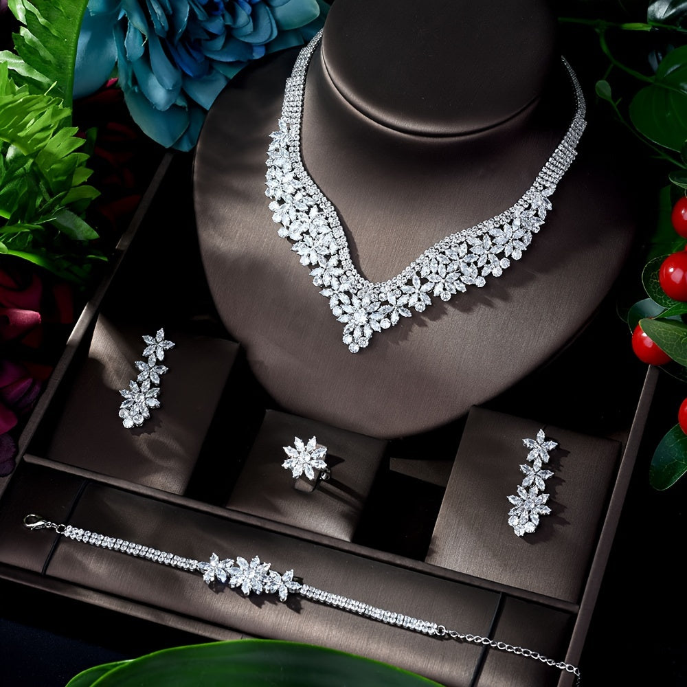 Conjunto de joyería nupcial con diseño en oro para bodas y fiestas