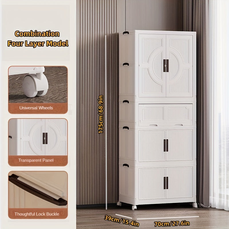 Plastic Modular Storage Cabinet with Dispensers, Foldable Expandable Organizer for Home Office Bedroom